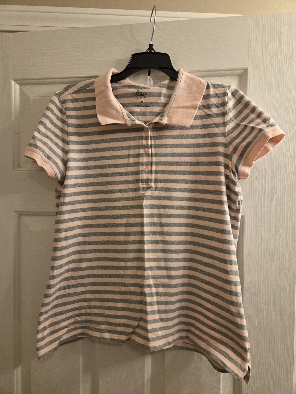 Bass Pink & Gray Striped Polo Shirt/ Women